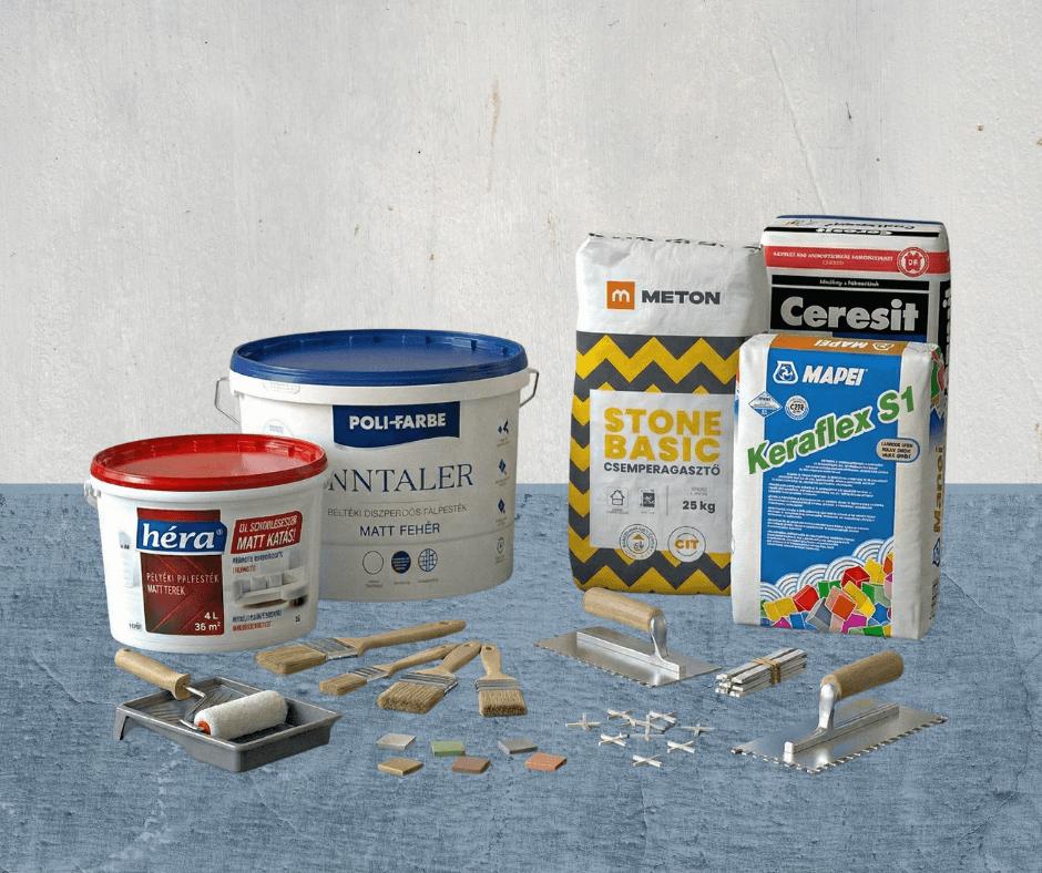 professzionális alapozók, ragasztóanyagok, festékek és burokatok áruháza